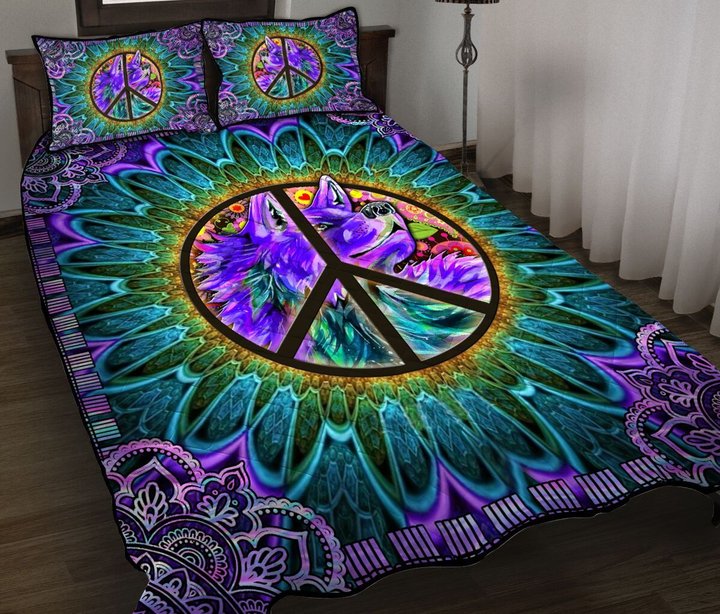 DIEH5007-HIPPIE-Wolf Quilt Bed Set