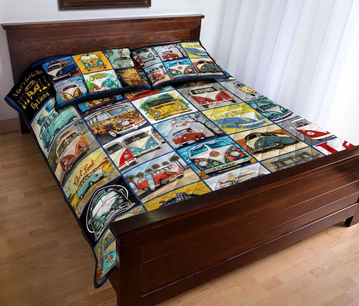 DIEXM2009-BUS VW HIPPIE Quilt Bed Set