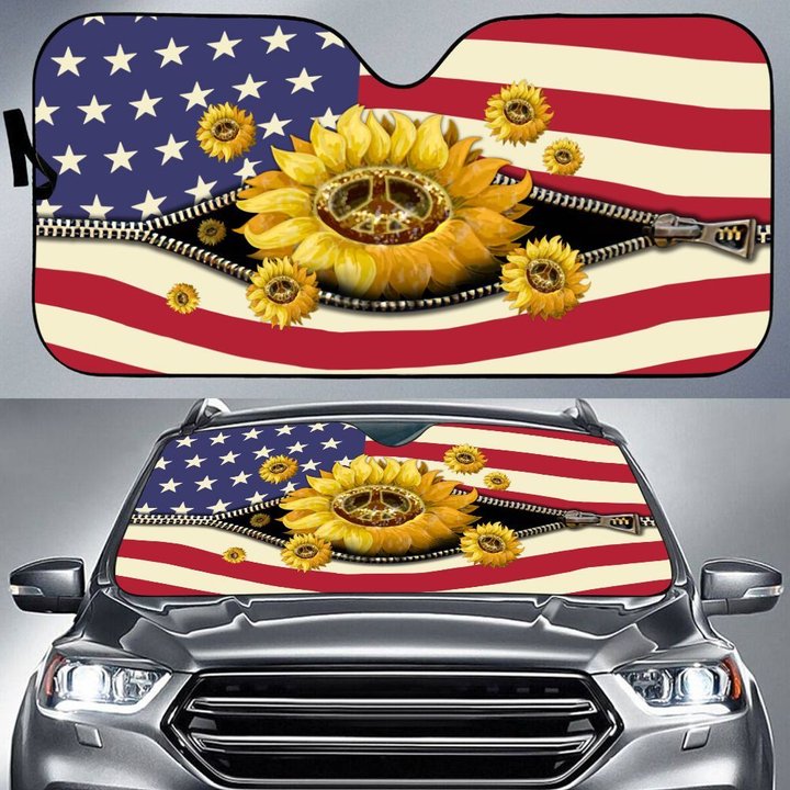 TUC1405 Hippie Sunflower Car Sun Shade