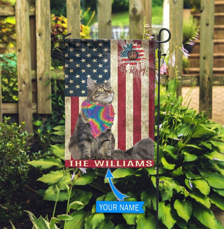 MHFMEO203 Maine Coon Hippie Personalized Flag
