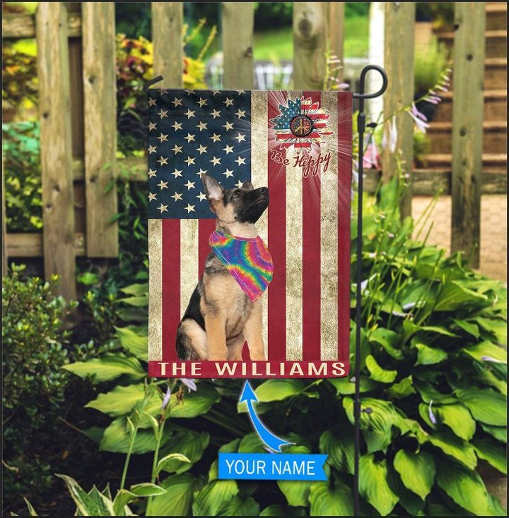 MHFCHO206 German Shepherd Hippie Personalized Flag