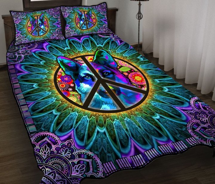 DIEH5009-HIPPIE-German shepherd Quilt Bed Set