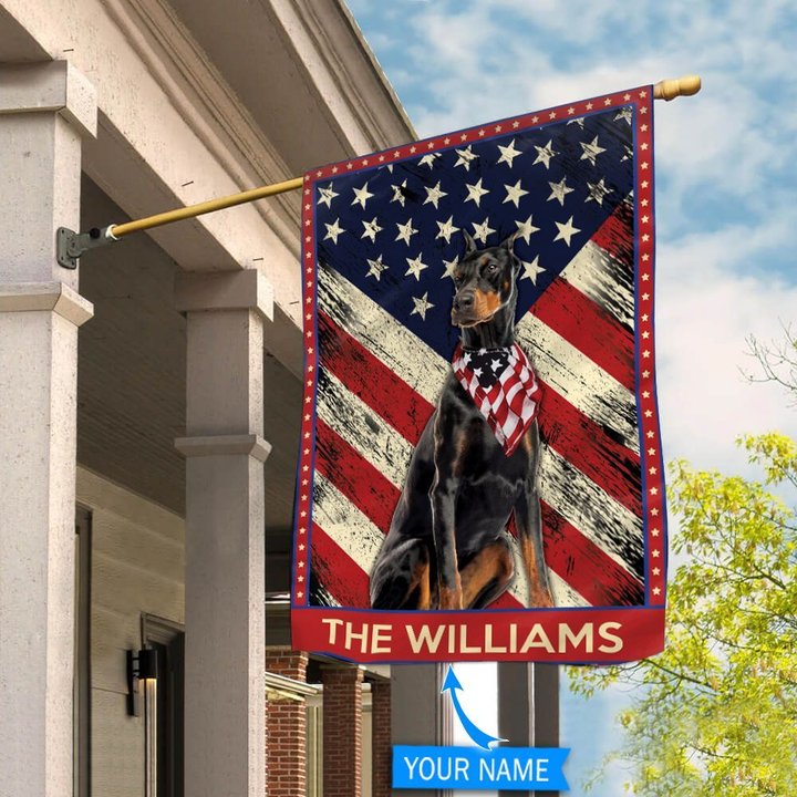 DIF4028-Doberman Pinscher Personalized Flag