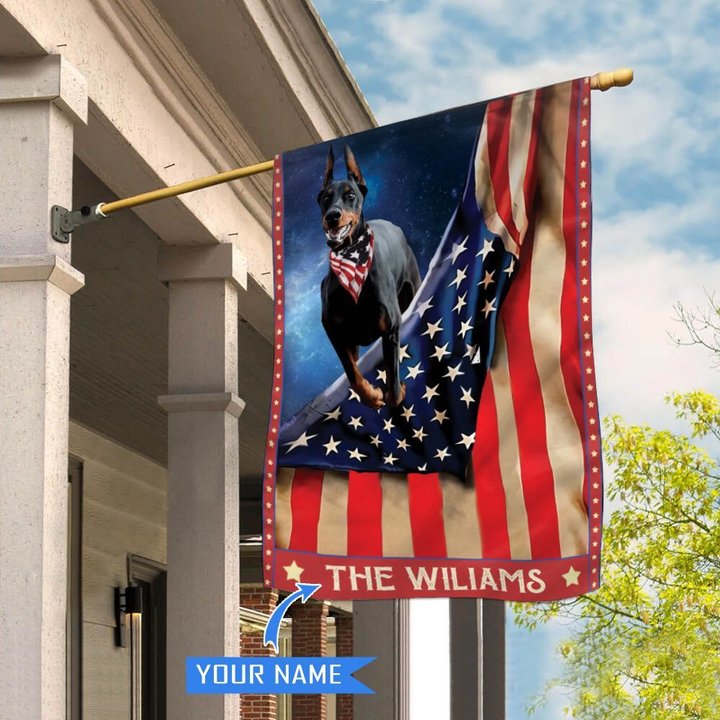 CHFD1016 Doberman Personalized House Flag