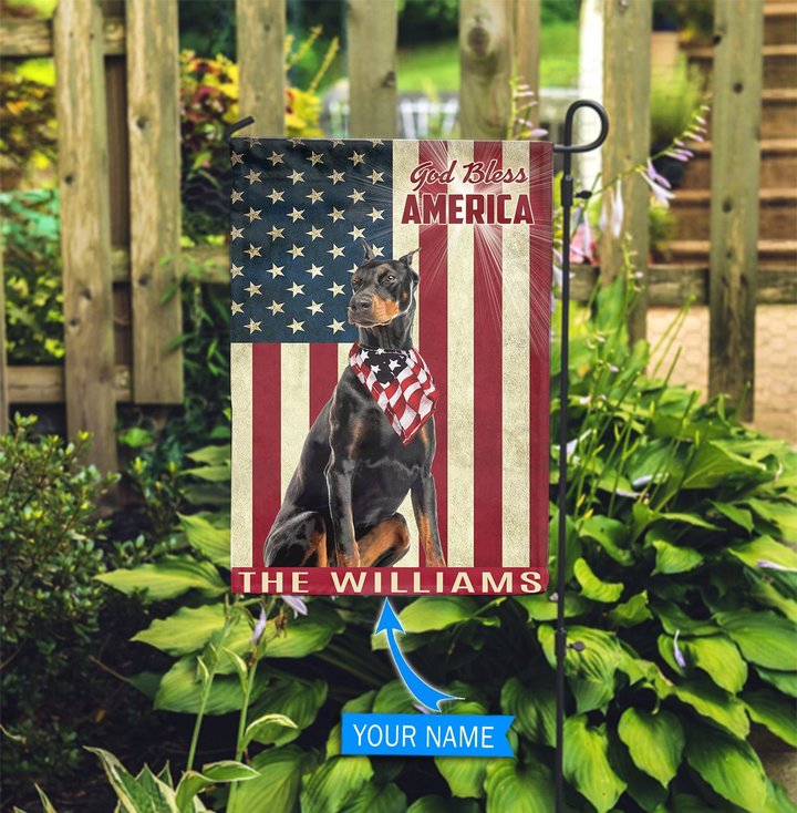 THF0147 Doberman God Bless Personalized Garden Flag