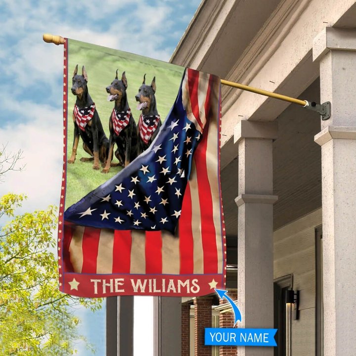 CHF0207 Doberman Personalized Flag