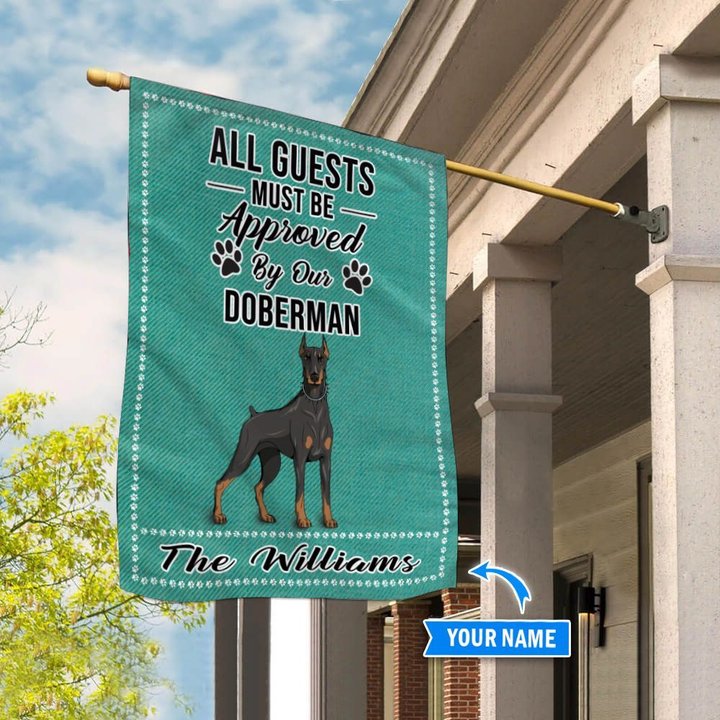 BIF20083102 Doberman All Guests Approved Personalized Flag
