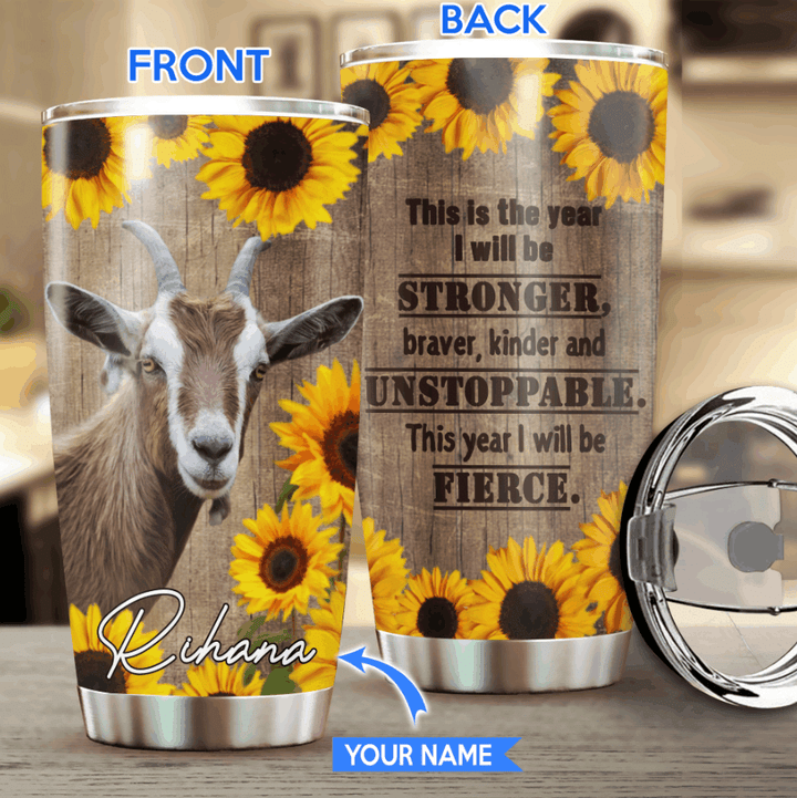 BIU20071302 Goats Sunflowers Stainless Steel Tumbler