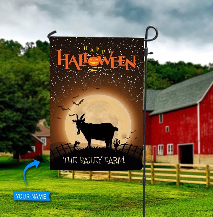 BIF20073001 Goat Happy Halloween Personalized Flag