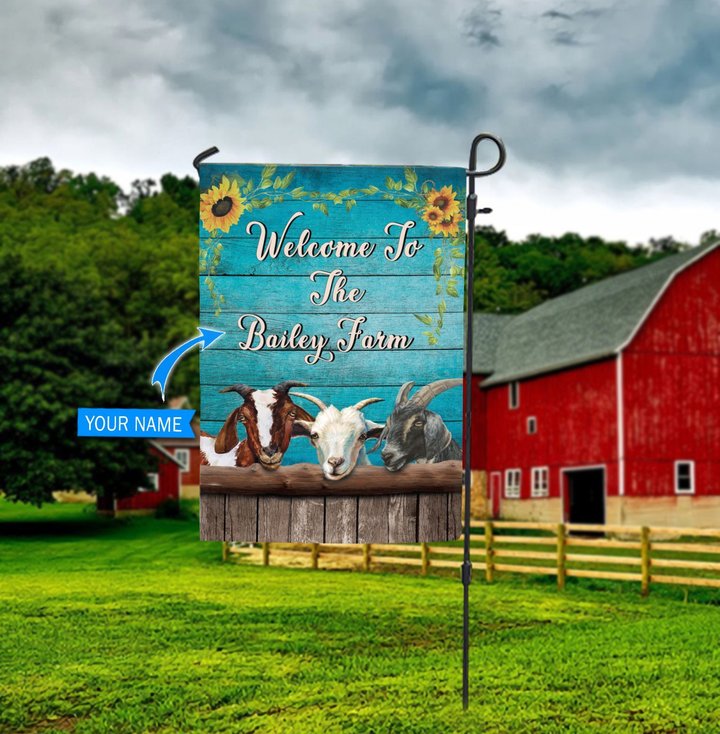 BIF20070901 Goats Welcome To The Farm Personalized Flag