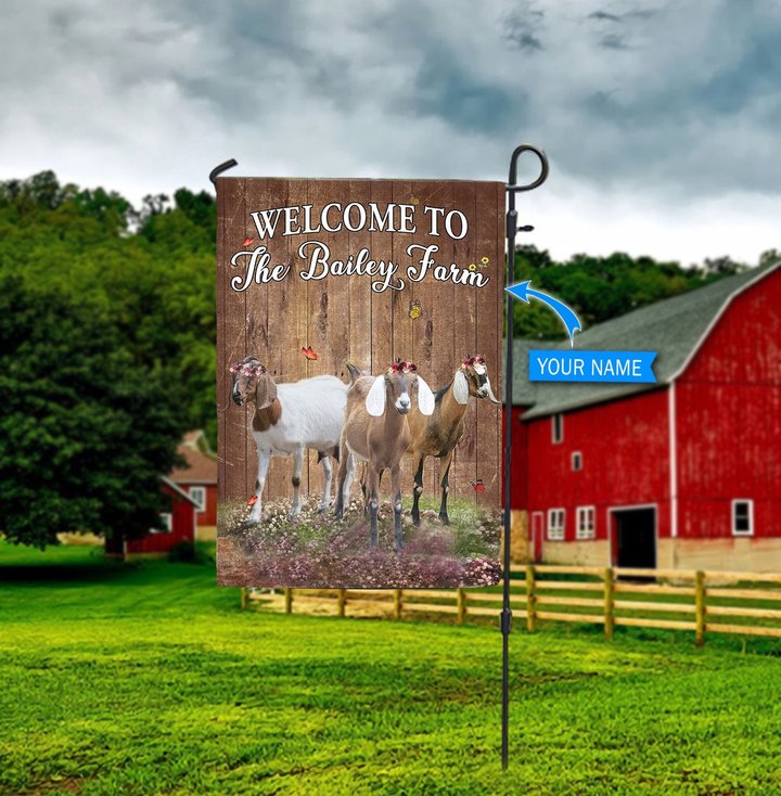 BIF20072203 Nubian Goat Welcome To Farm Personalized Flag