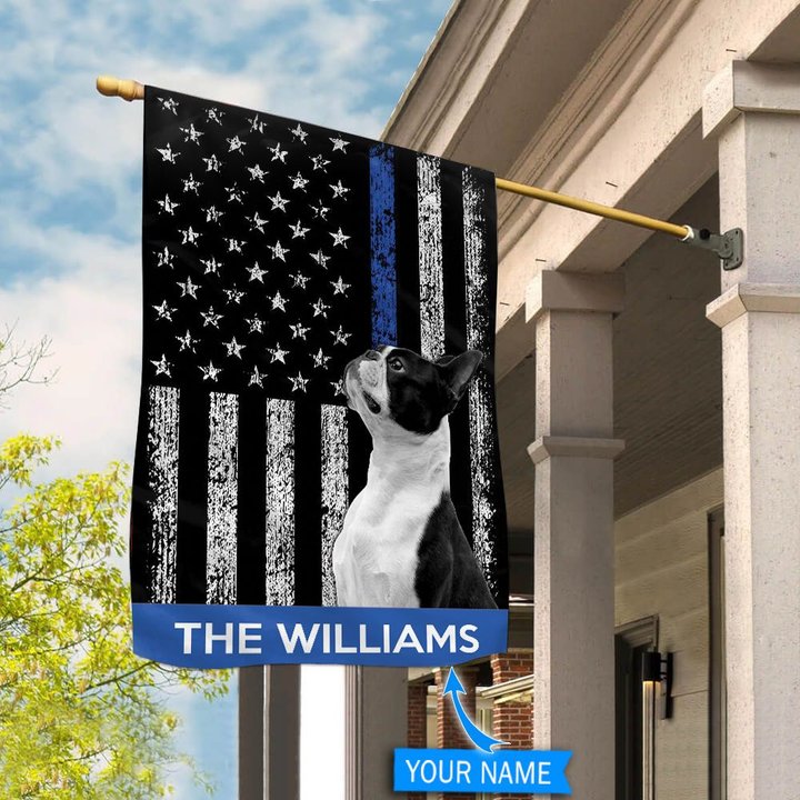 BIF1706 Boston Terrier Police Personalized Flag