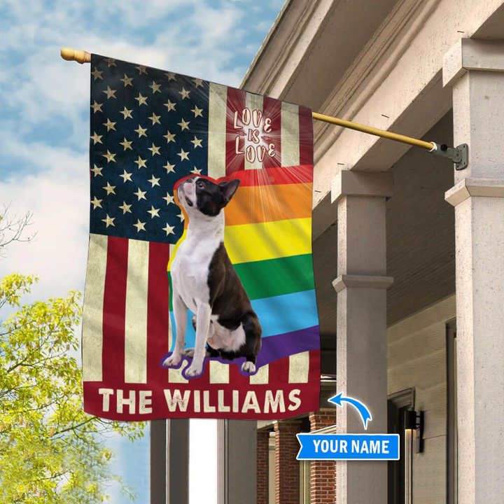 MHFCHO304 Boston Terrier LGBT Personalized Flag