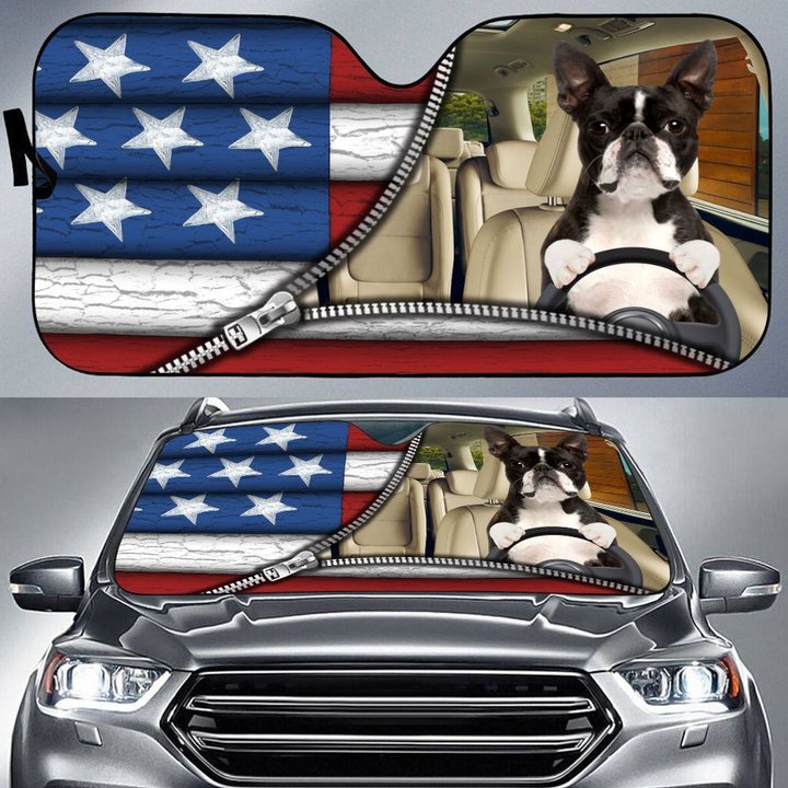 DIC4003-Boston Terrier Car Sun shade