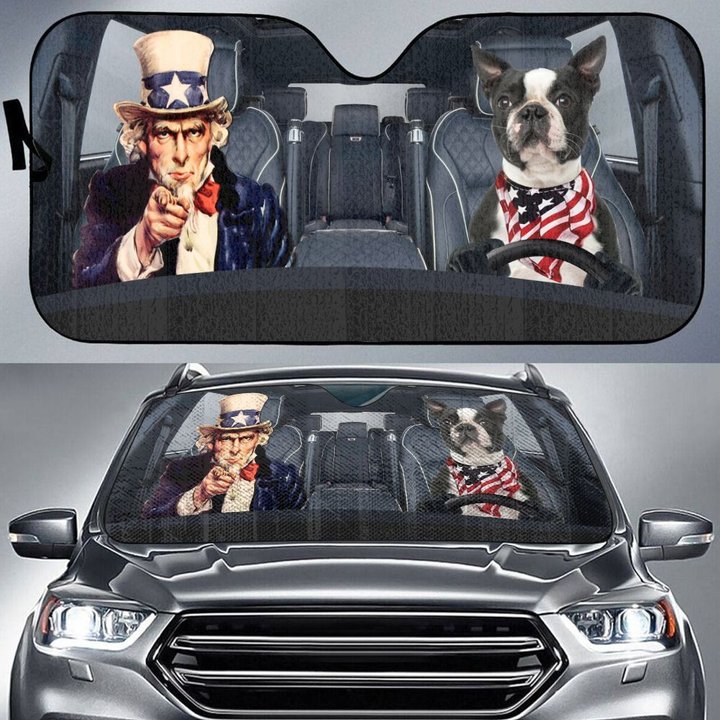 CHC1004 Boston Terrier Car Sun shade