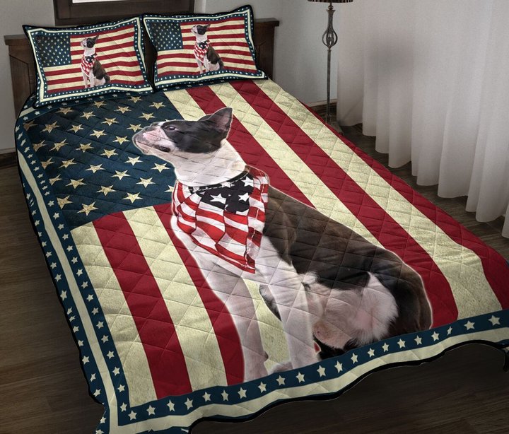 Boston Terrier Quilt Bed Set & Quilt Blanket