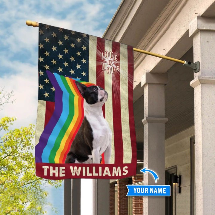 MHFCHO404 Boston Terrier LGBT Personalized Flag