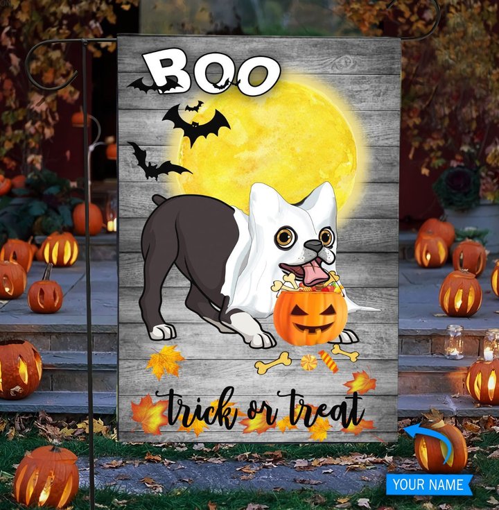 DVF20081101 Boo Boston Terrier Trick or Treat Flag