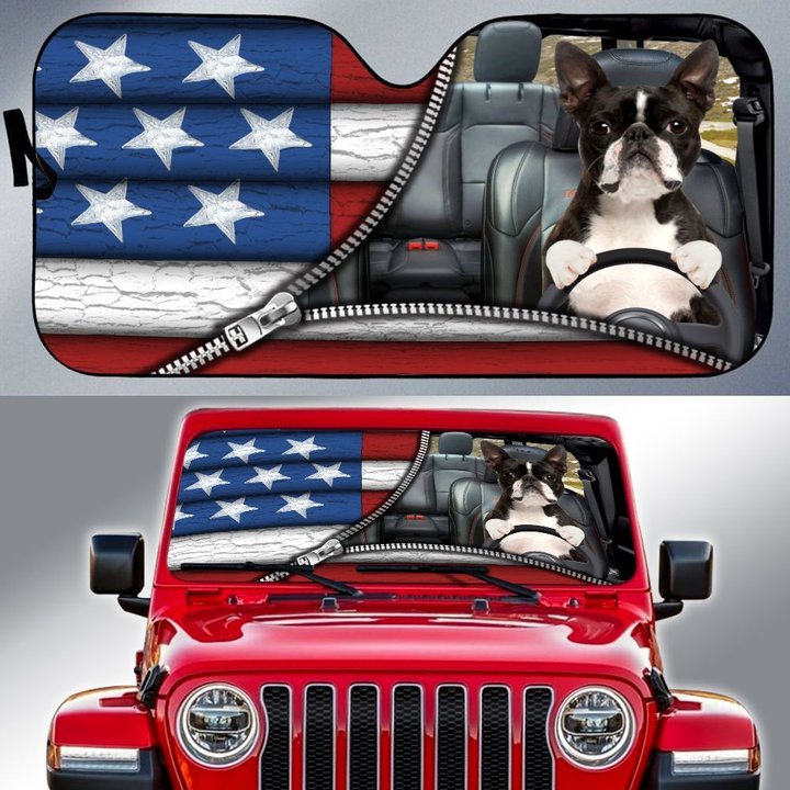 DIC0408012-Boston Terrier-JE-EP Car Sun shade