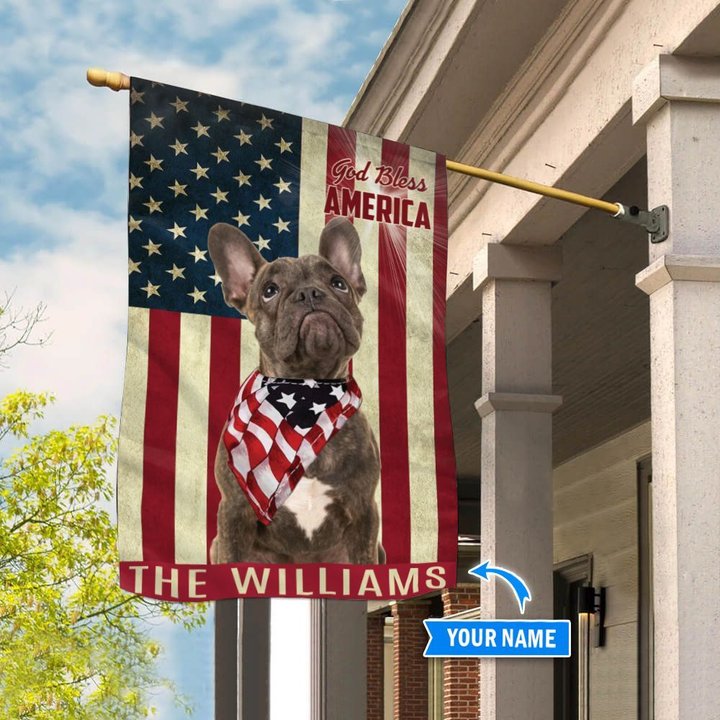 THF0222 French Bulldog God Bless America Personalized Flag