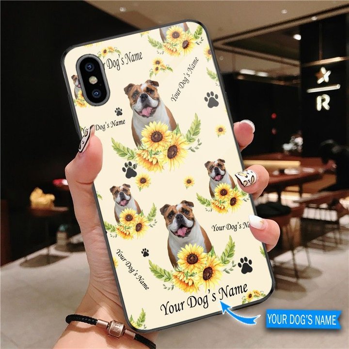 DUP1005 Bulldog Personalized Glass Phone Case