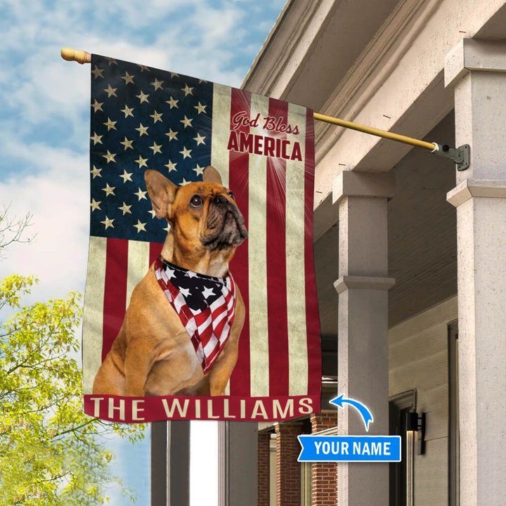 THF0183 French Bulldog God Bless America Personalized Flag