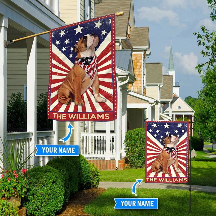 DIF3006-Bulldog Personalized Garden Flag-House Flag