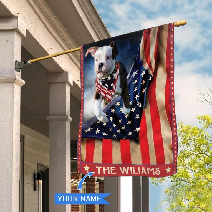 CHFD1001 American Bulldog Personalized House Flag