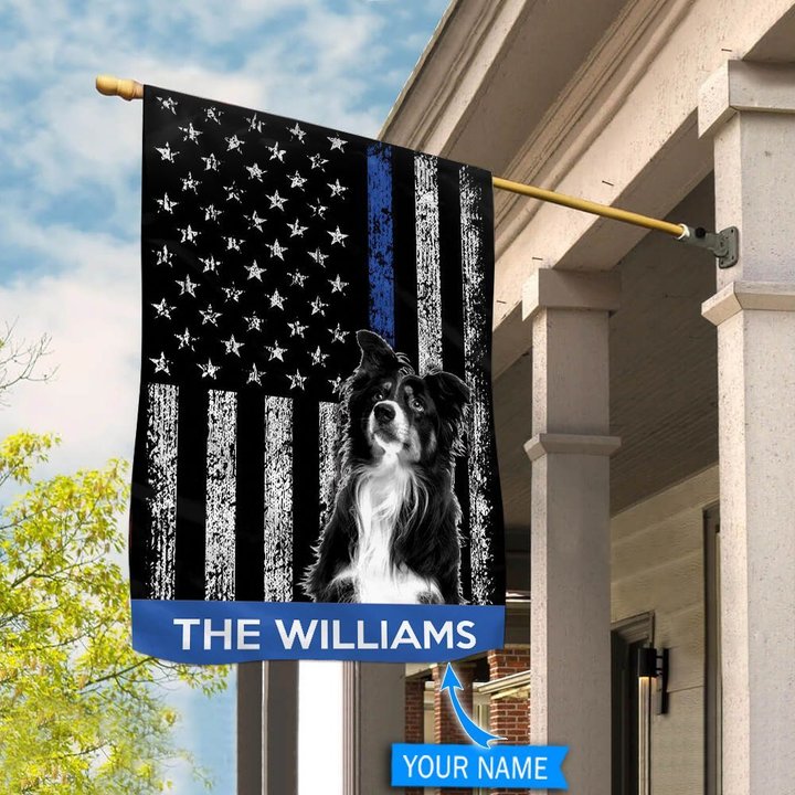 BIF1709 Border Collie Police Personalized Flag