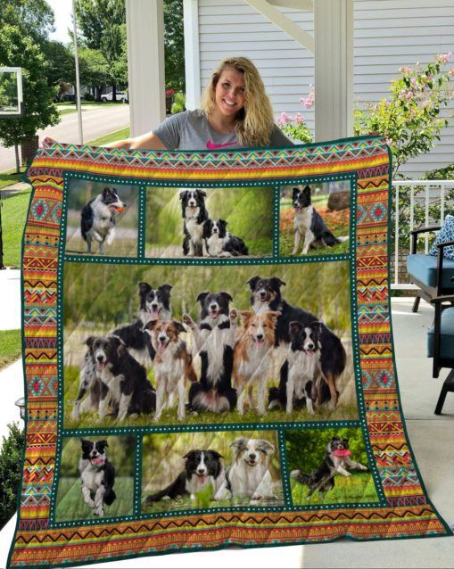 QUI17007 Border Collie Quilt Blanket