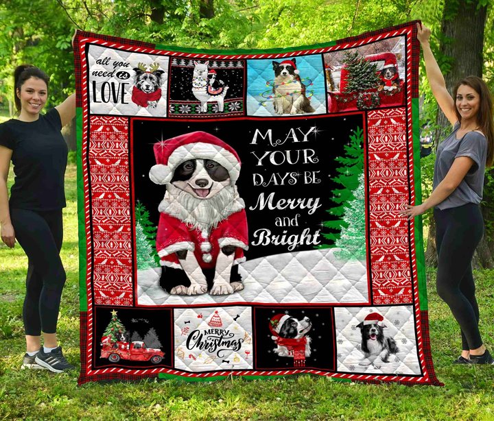 DDQ121102 Border Collie Xmas Quilt Blanket