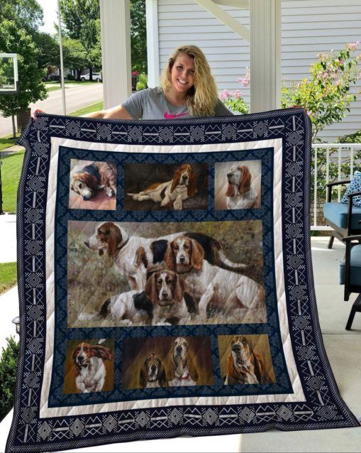 QUI15001 Basset Hound Quilt Blanket