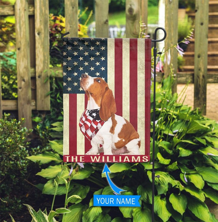 BIF0307 Basset Hound Personalized Garden Flag