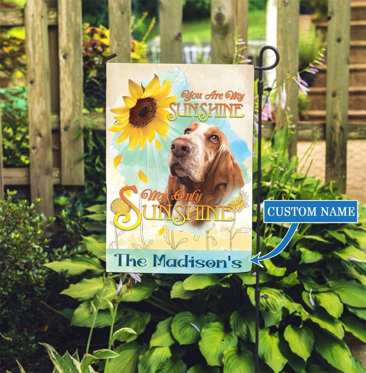 DUF0104 Basset Hound Sunflower Personalized Garden Flag