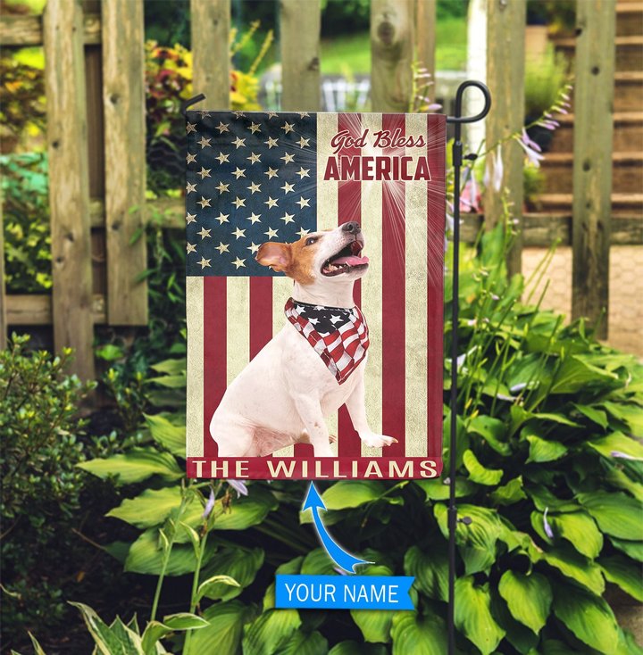 THF0150 Jack Russell Terrier God Bless Personalized Garden Flag
