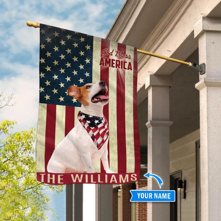 THF0173 Jack Russell Terrier God Bless America Personalized Flag