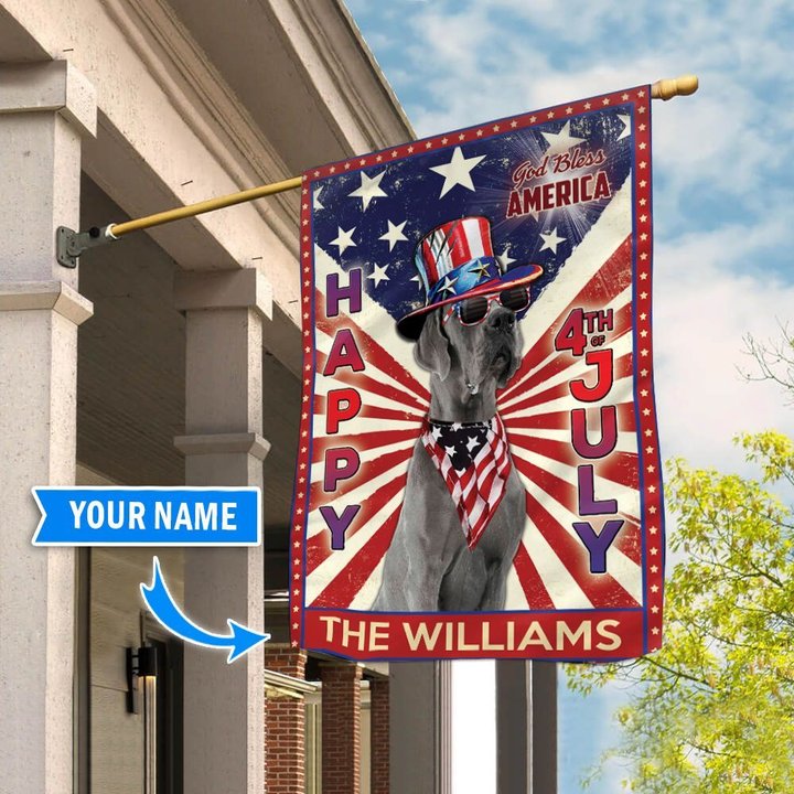 DIF6019-Great Dane God bless america - 4th of july Personalized Flag