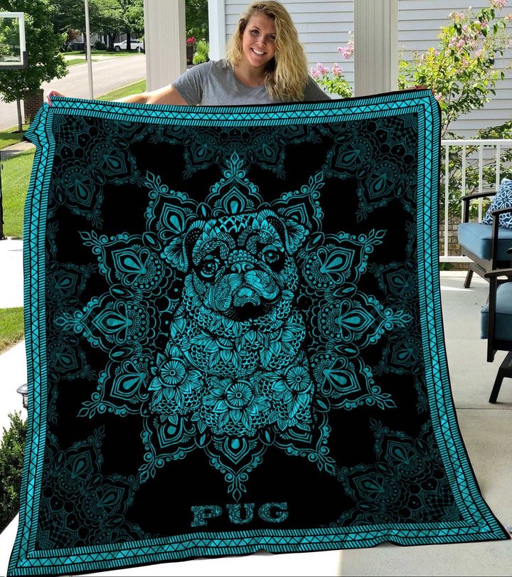 MHQD2007 Pug Mandala Quilt Blanket