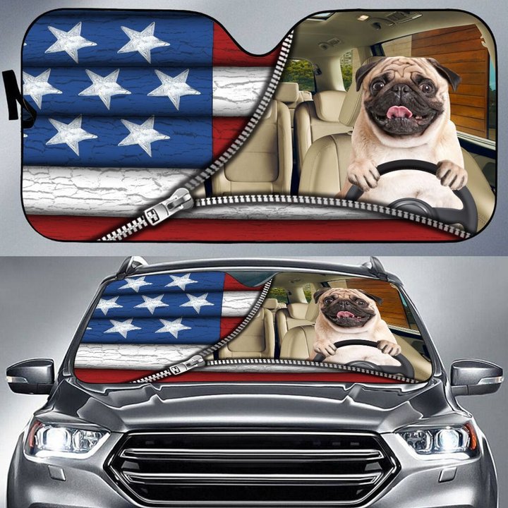 DIC4013-Pug Car Sun shade