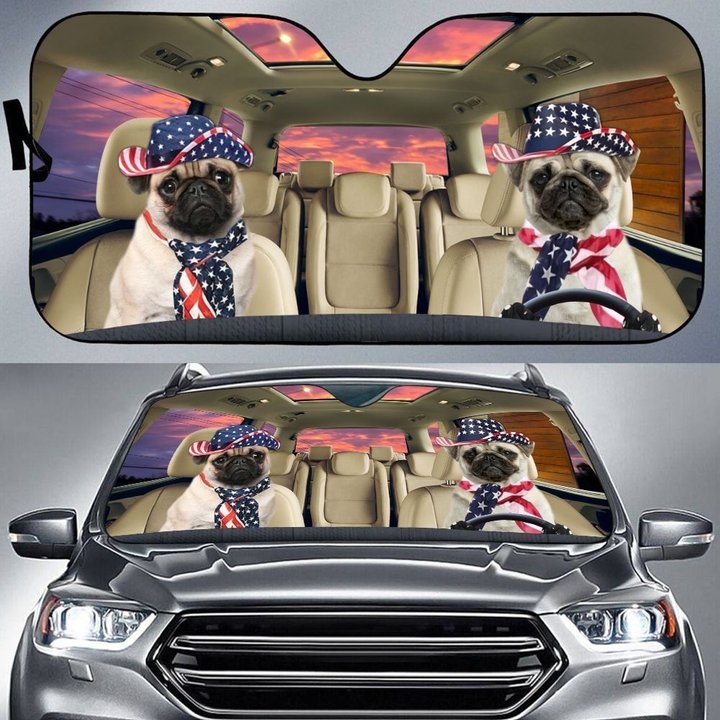 THC0125 Pug Car Sun Shade