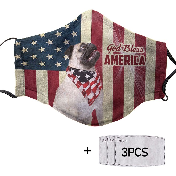 THM20072429 Pug God Bless Face Mask