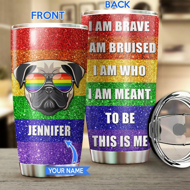 MHUCHO108 Pug LGBT Personalized Stainless Steel Tumbler