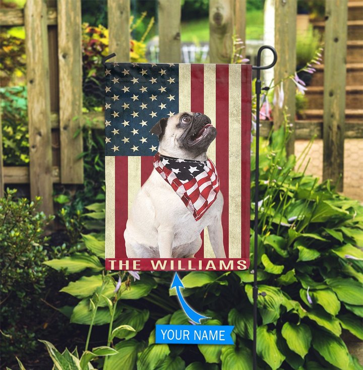 BIF0318 Pug Personalized Garden Flag