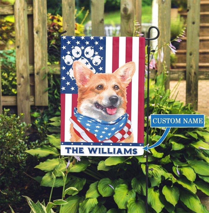CHFD0406 Corgi Personalized Garden Flag