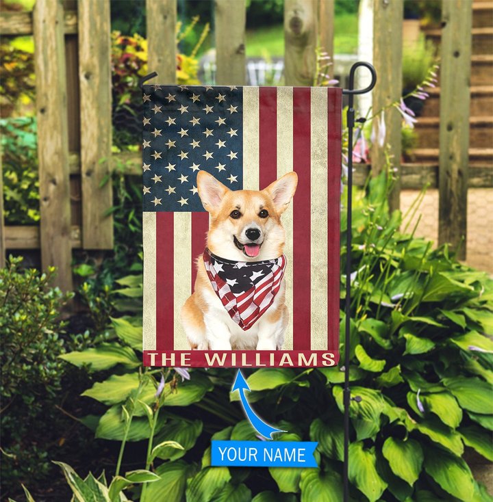 BIF0345 Corgi Personalized Garden Flag