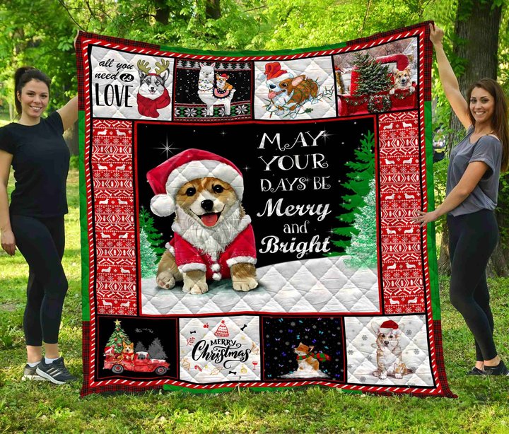 DDQ121103 Corgi Xmas Quilt Blanket