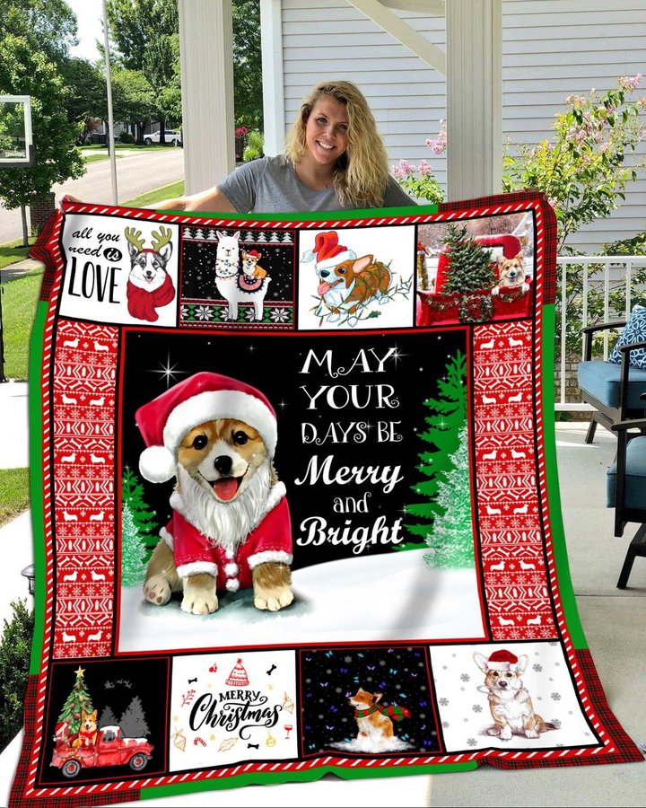 DDUSAB121103 Corgi Xmas Fleece Blanket – Made in USA