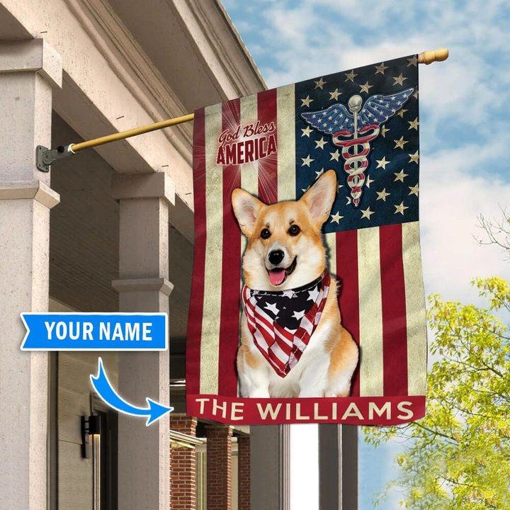 DIF7004-Corgi -Nurses- Personalized Flag