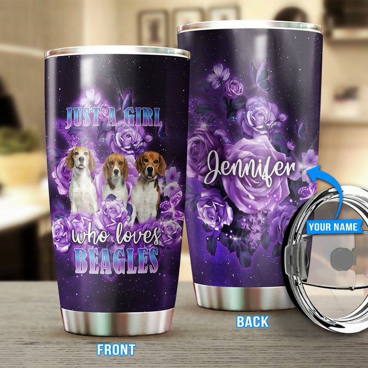 MHUCHO201 A Girl Who Loves Beagles Personalized Stainless Steel Tumbler