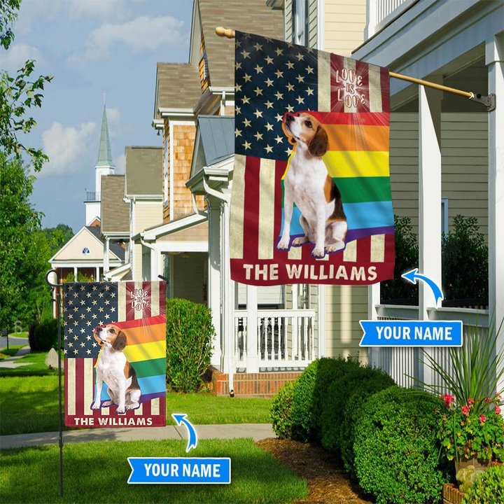 MHFCHO301 Beagle LGBT Personalized Flag